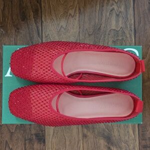 J. Crew Quinn Mary Jane Ballet Flats in Crystal Mesh In Bright Cerise. Sz 9.5
